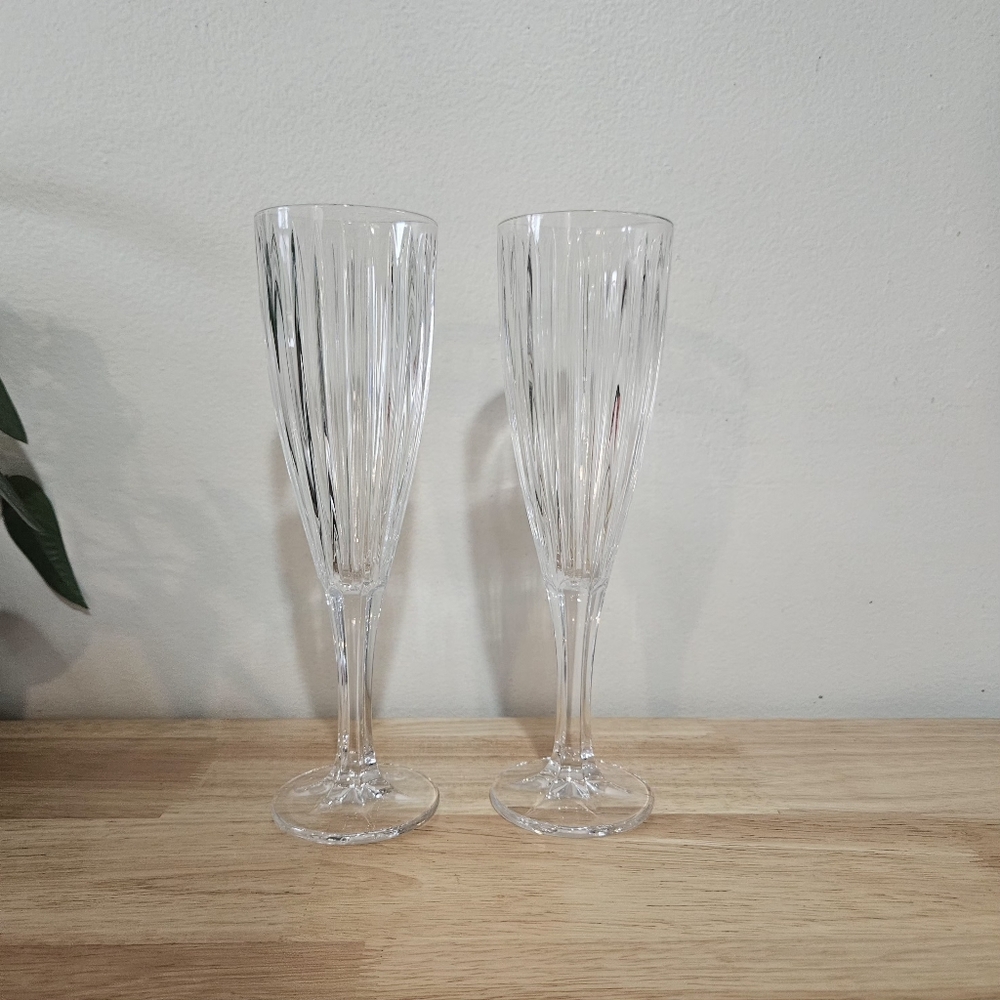Set of Vintage Mikasa Crystal Champagne Flutes